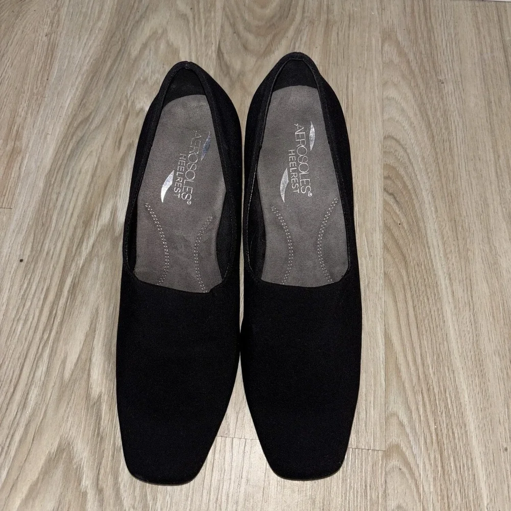 Aerosoles Black Square Toe Block Heel Pumps Slip On Work Career Shoes 9 - Picture 6 of 6
